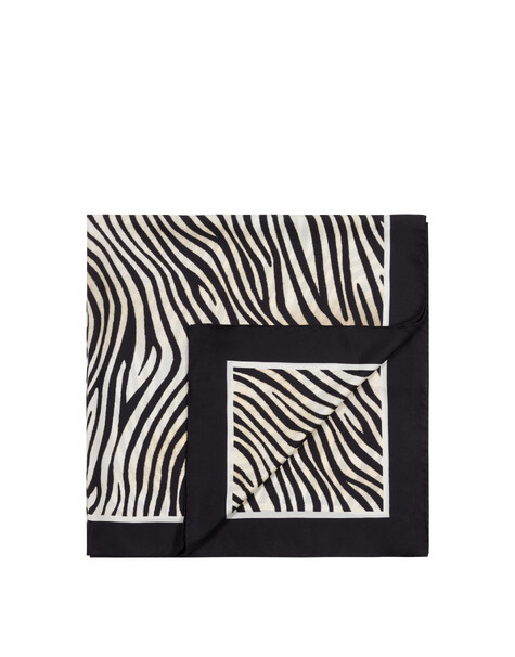 Foulard In Seta Con Stampa Animalier Nero