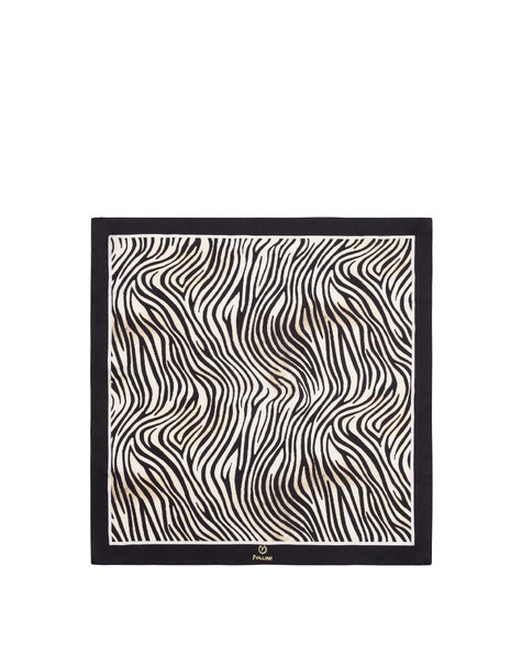 Foulard In Seta Con Stampa Animalier Nero