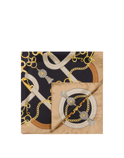 Foulard In Seta Con Stampa A Intreccio Beige