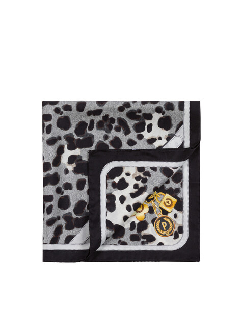Foulard In Seta Con Stampa Maculata Nero