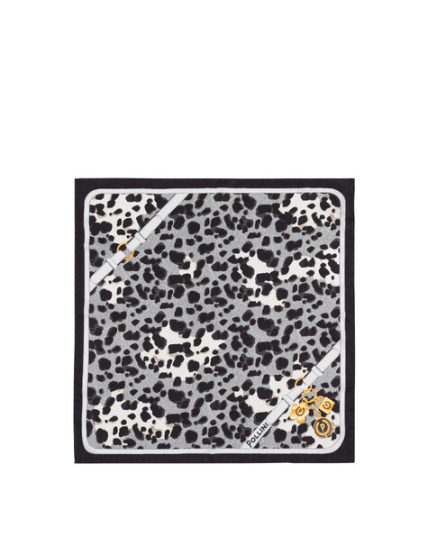 Foulard In Seta Con Stampa Maculata Nero