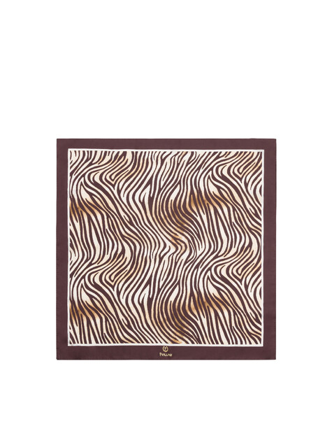 Foulard In Seta Con Stampa Animalier Marrone