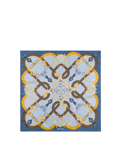 Foulard In Seta Con Stampa A Intreccio Azzurro