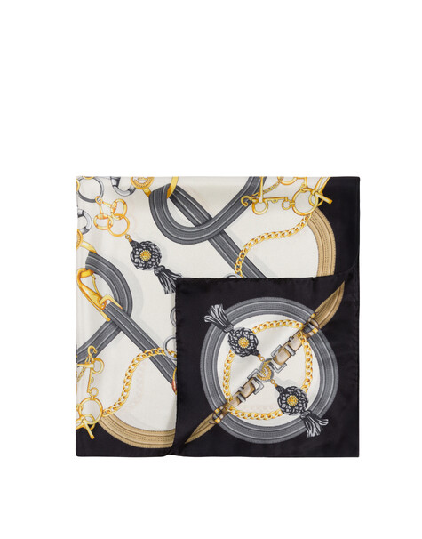 Foulard In Seta Con Stampa A Intreccio Nero