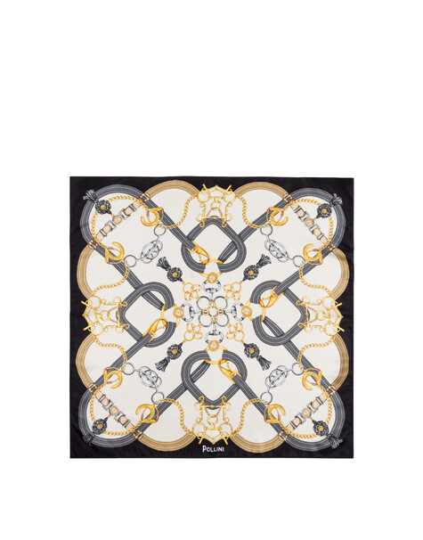 Foulard In Seta Con Stampa A Intreccio Nero