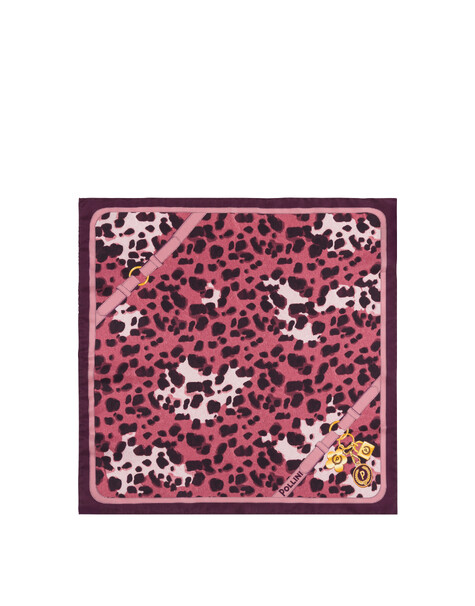 Foulard In Seta Con Stampa Maculata Rosa
