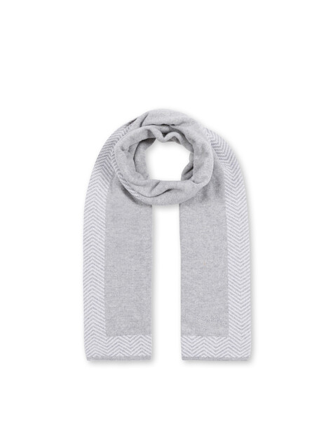 Sciarpa In Misto Lana Con Stampa Chevron Grigio