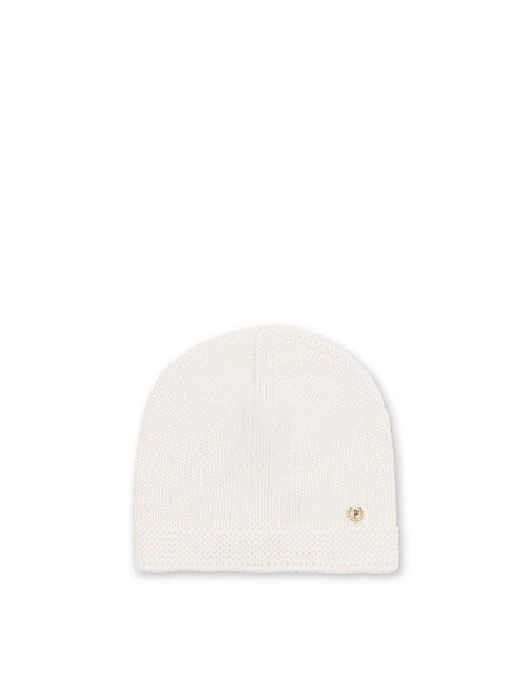 Morbido Cappello In Maglia Rasata Misto Lana Bianco
