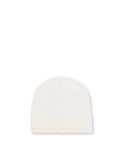 Morbido Cappello In Maglia Rasata Misto Lana Bianco