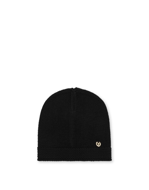 Morbido Cappello In Maglia Rasata Misto Lana Nero