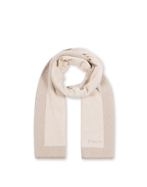 Sciarpa In Misto Lana Con Stampa Chevron Beige