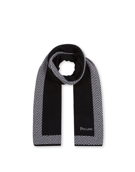 Sciarpa In Misto Lana Con Stampa Chevron Nero