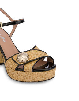 Queen woven straw platform heel sandals Photo 4