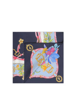 Silk foulard with Flower print and brackets Photo 1