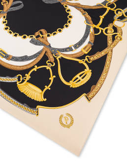Silk scarf with straps and stirrups print Photo 3