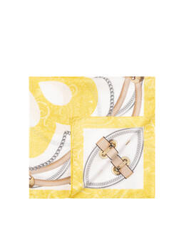Foulard In Seta Con Stampa Cinghie E Staffe Beige Photo 1