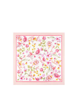 Foulard In Seta Con Stampa floreale su fondo bianco Photo 2