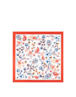 Foulard In Seta Con Stampa floreale su fondo bianco Photo 2