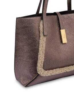 Austin Small Shopping-Tasche aus Kalbsleder und Lammfell Photo 4